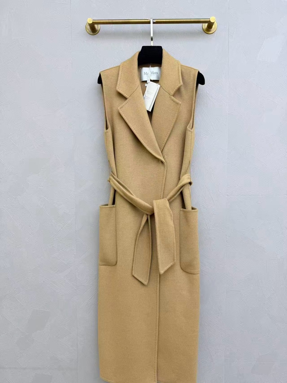 🚩steal MaxMara Camel Belted Sleeveless Midi Vest Dress
